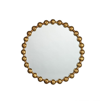 Ventes chaudes nouveau miroir rond encadré par boule de boule dans la finition en laiton antique d&#39;or pour la décoration de mur de mode